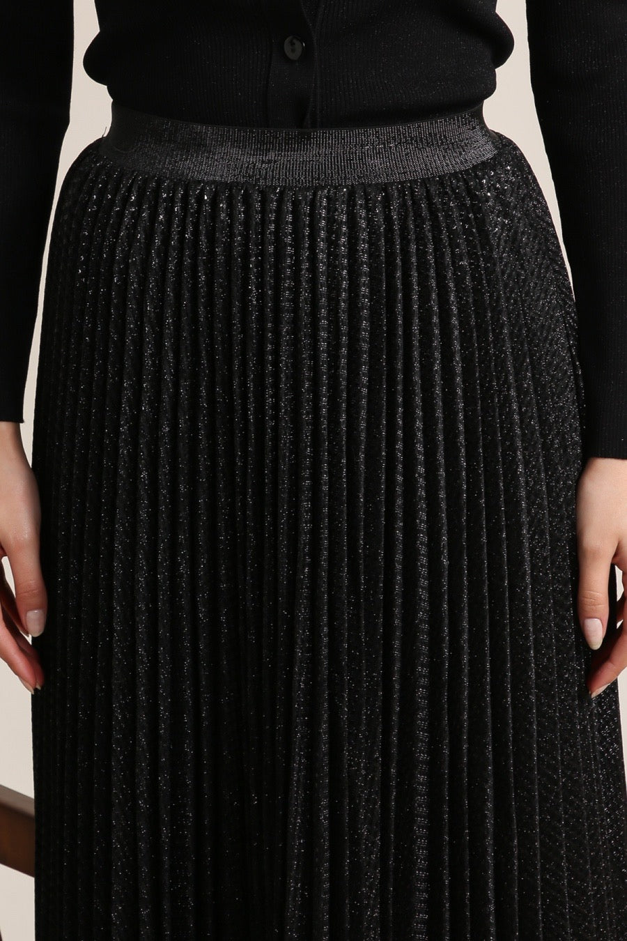 Angie Metallic Pleated Skirt