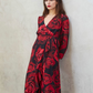 Azaria Red Flower Wrap Dress