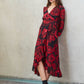 Azaria Red Flower Wrap Dress