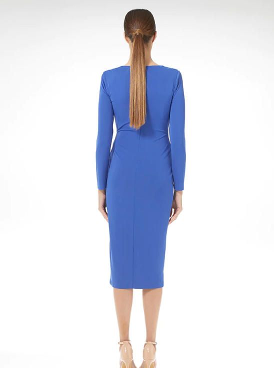 Carla Ruiz Blue Midi Wrap Dress-38/8-Fi&Co Boutique