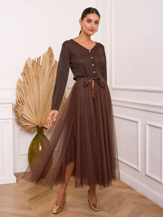 Carrie Tulle Skirt Brown-S/M-Fi&Co Boutique